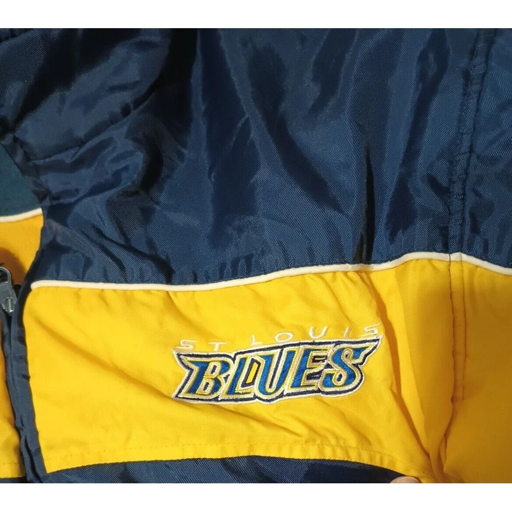 Vintage St Louis Blues Hockey Men's Reversible Jacket Blue‎ & Gold Size XL